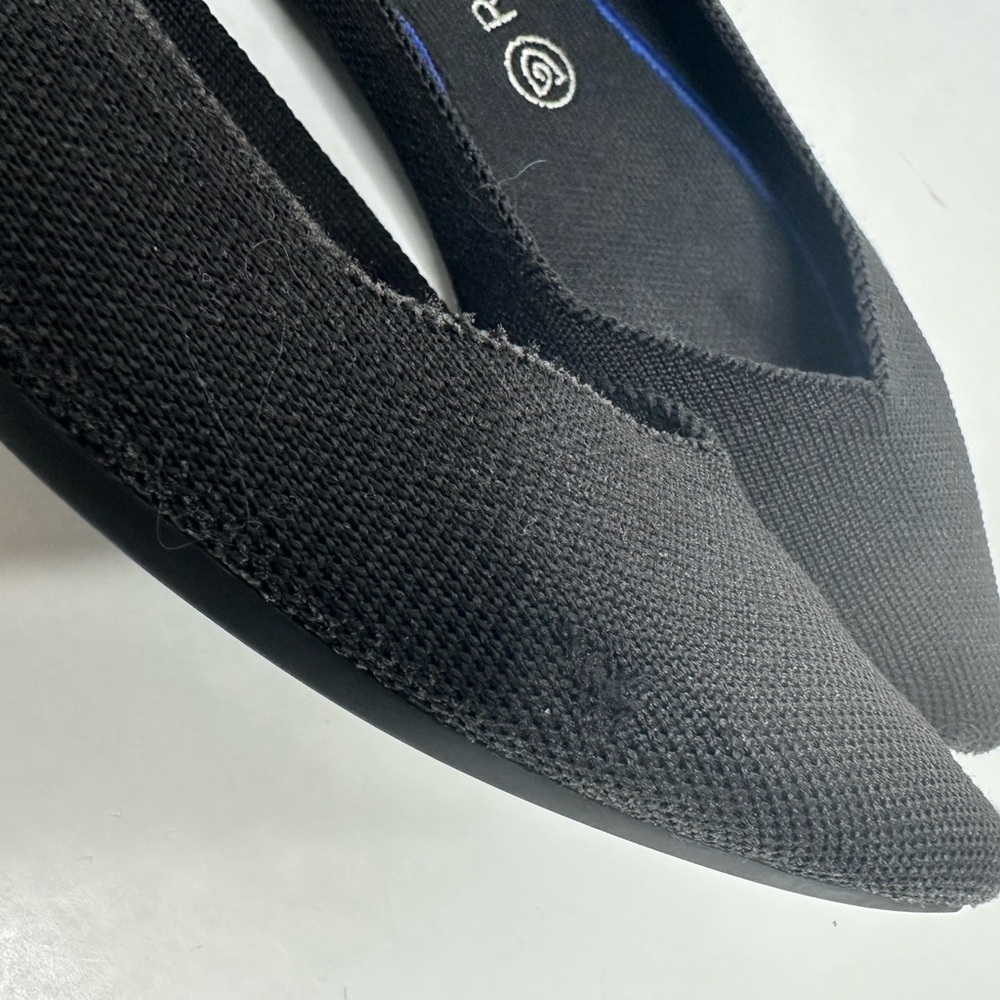 Rothy's Black Pointed Flats with Blue Trim - Picture 7 of 7